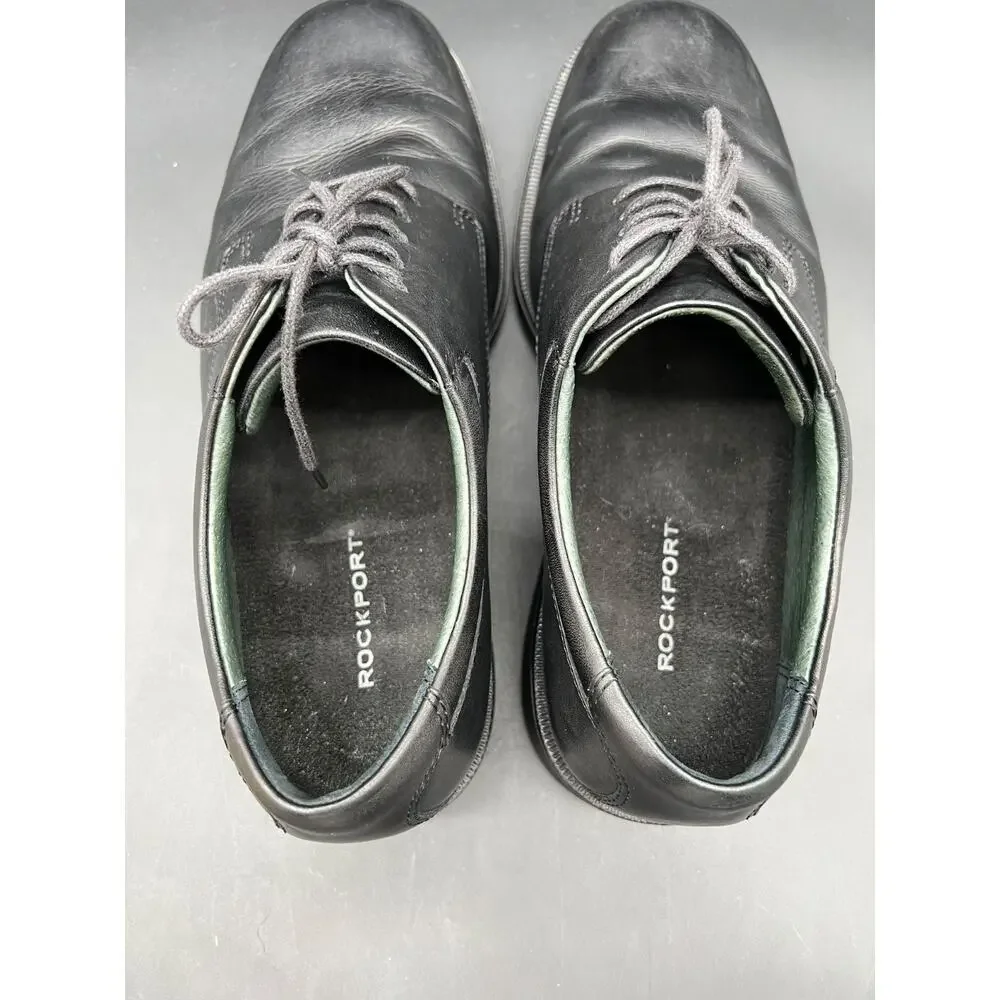 Rockport Margin Oxfords Mens Black Leather Lace Up Dress Shoes Size 9.5W #114